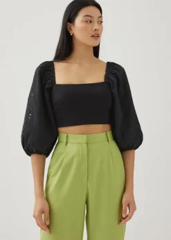 Criz Contrast Puff Sleeve Top