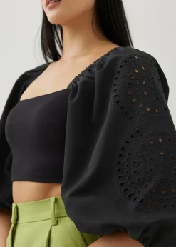Criz Contrast Puff Sleeve Top