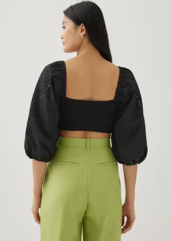 Criz Contrast Puff Sleeve Top