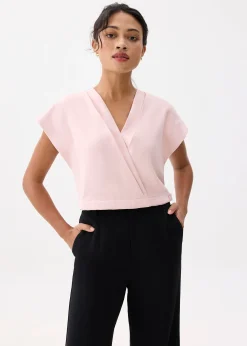 Cropped V-neck Wrap Top
