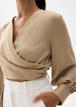 Cropped V-neck Wrap Top