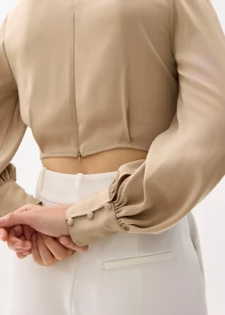 Cropped V-neck Wrap Top