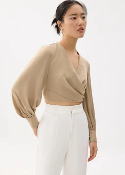 Cropped V-neck Wrap Top