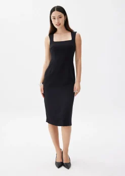 Dahlia Square Neck Pencil Midi Dress