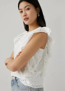 Daine Broderie Ruffle Sleeve Top