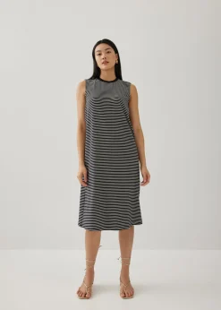 Davika Striped Jersey Drape Column Dress
