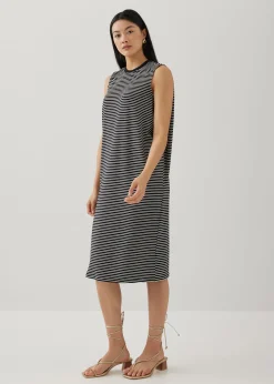 Davika Striped Jersey Drape Column Dress