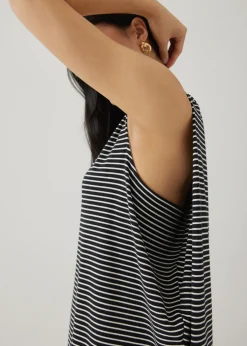 Davika Striped Jersey Drape Column Dress