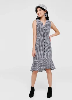 Delilah Gingham Flare Hem Midi Dress