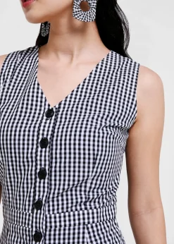 Delilah Gingham Flare Hem Midi Dress