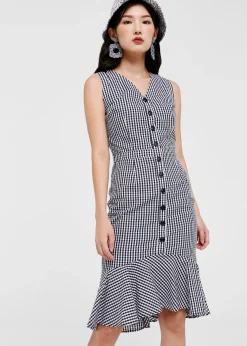 Delilah Gingham Flare Hem Midi Dress