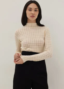 Delilah Pointelle Wool Blend Knit Top