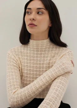 Delilah Pointelle Wool Blend Knit Top