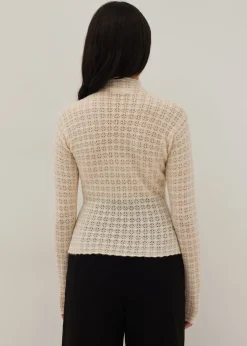 Delilah Pointelle Wool Blend Knit Top