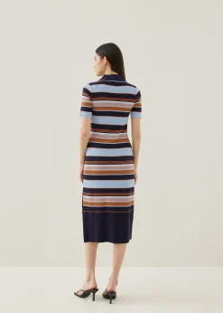 Deluna Striped Collared Column Midi Dress