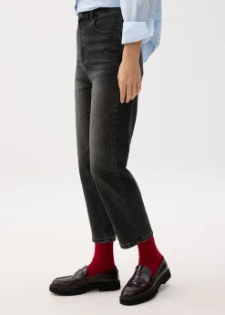 Denim Ankle Length Straight Leg Jeans