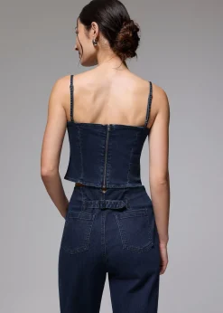 Denim Bustier Crop Camisole Top