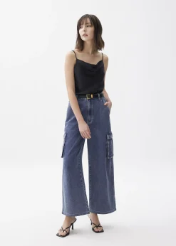 Denim Cargo Straight Leg Jeans