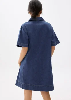 Denim Collared Trapeze Dress