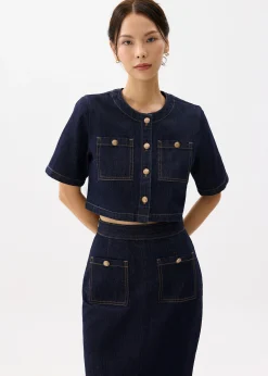 Denim Cropped Boxy Top