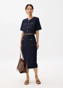Denim Cropped Boxy Top