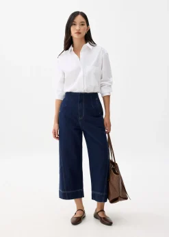 Denim Cropped Wide Leg Culottes