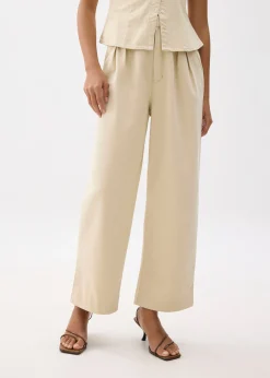 Denim Elastic Pleated Straight Leg Jeans