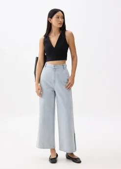 Denim High Rise Wide Leg Jeans