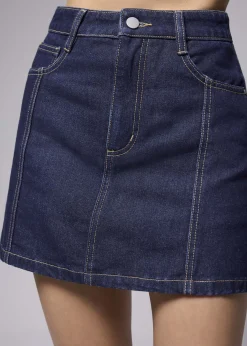 Denim High Waist A-line Mini Skirt