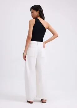 Denim Mid Waist Panelled Barrel Jeans