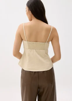 Denim Pleated Bustier Top