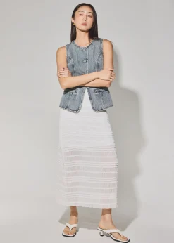 Denim Round Neck Fitted Vest