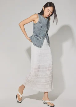 Denim Round Neck Fitted Vest