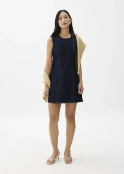 Denim Round Neck Shift Mini Dress