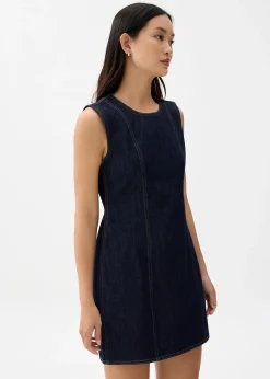 Denim Round Neck Shift Mini Dress