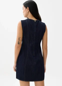 Denim Round Neck Shift Mini Dress