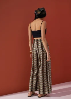 Detachable Sash Straight Leg Ankle Length Pants in Oasis Flow