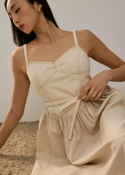 Detachable Sash Sweetheart Fit & Flare Midi Dress