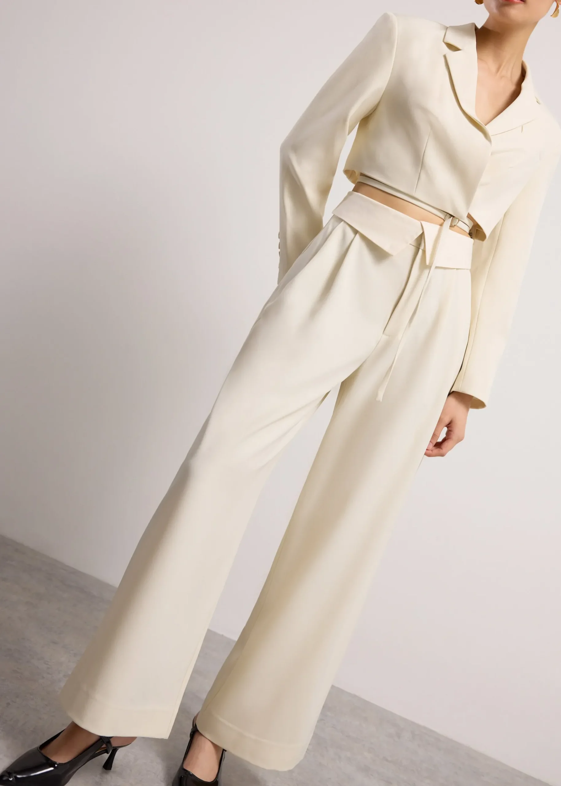 Detachable Waistband Flap Straight Leg Pants