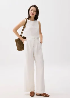 Devika Linen Tailored Wide Leg Pants