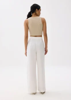 Devika Linen Tailored Wide Leg Pants