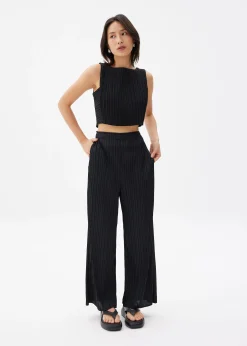Dez Pleated Boat Neck Crop Top