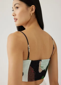 Dolce Smocked Bustier Top in Artful Blooms