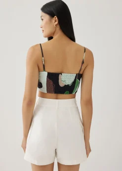 Dolce Smocked Bustier Top in Artful Blooms