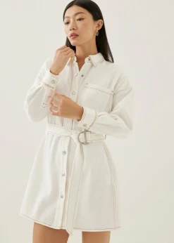 Dovie Denim Belted Mini Shirt Dress