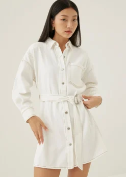 Dovie Denim Belted Mini Shirt Dress