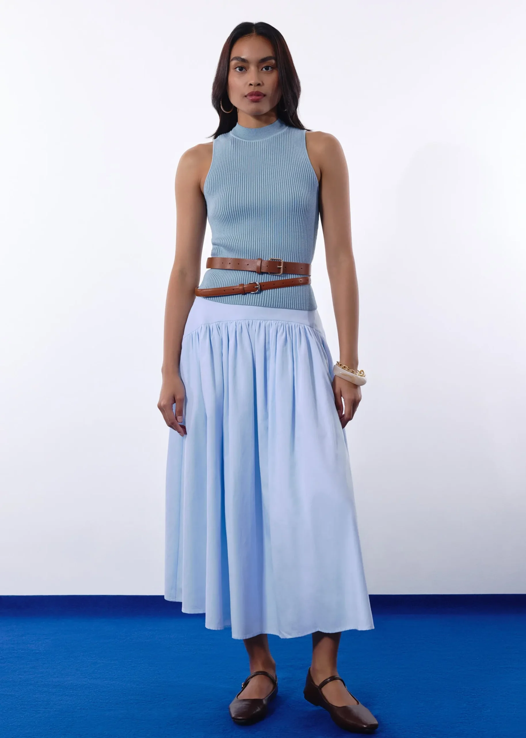 Duo Knit Mock Neck Tank Top