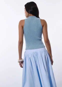 Duo Knit Mock Neck Tank Top