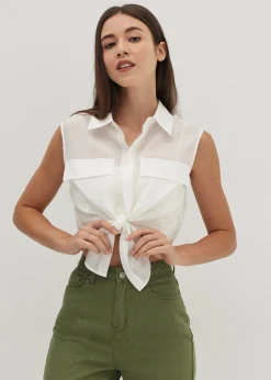 Edeline Tie Waist Collared Blouse