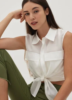 Edeline Tie Waist Collared Blouse